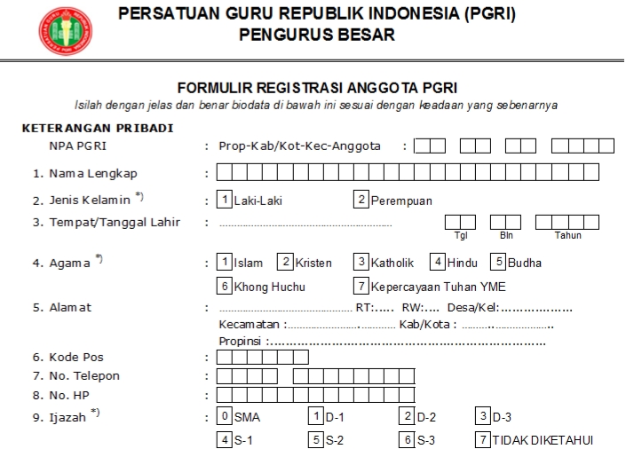 Pendaftaran PGRI Kota Bogor - Persatuan Guru Republik Indonesia Cabang Kota Bogor